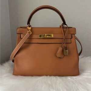 ❌SOLD❌Hermes Kelly 28 Natural Courchevel Gold Hardware